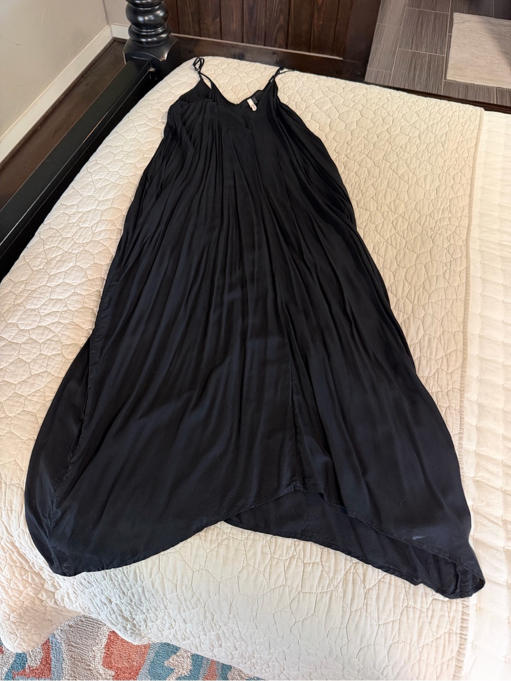 Elan Black Maxi Slip Dress with Spaghetti Straps